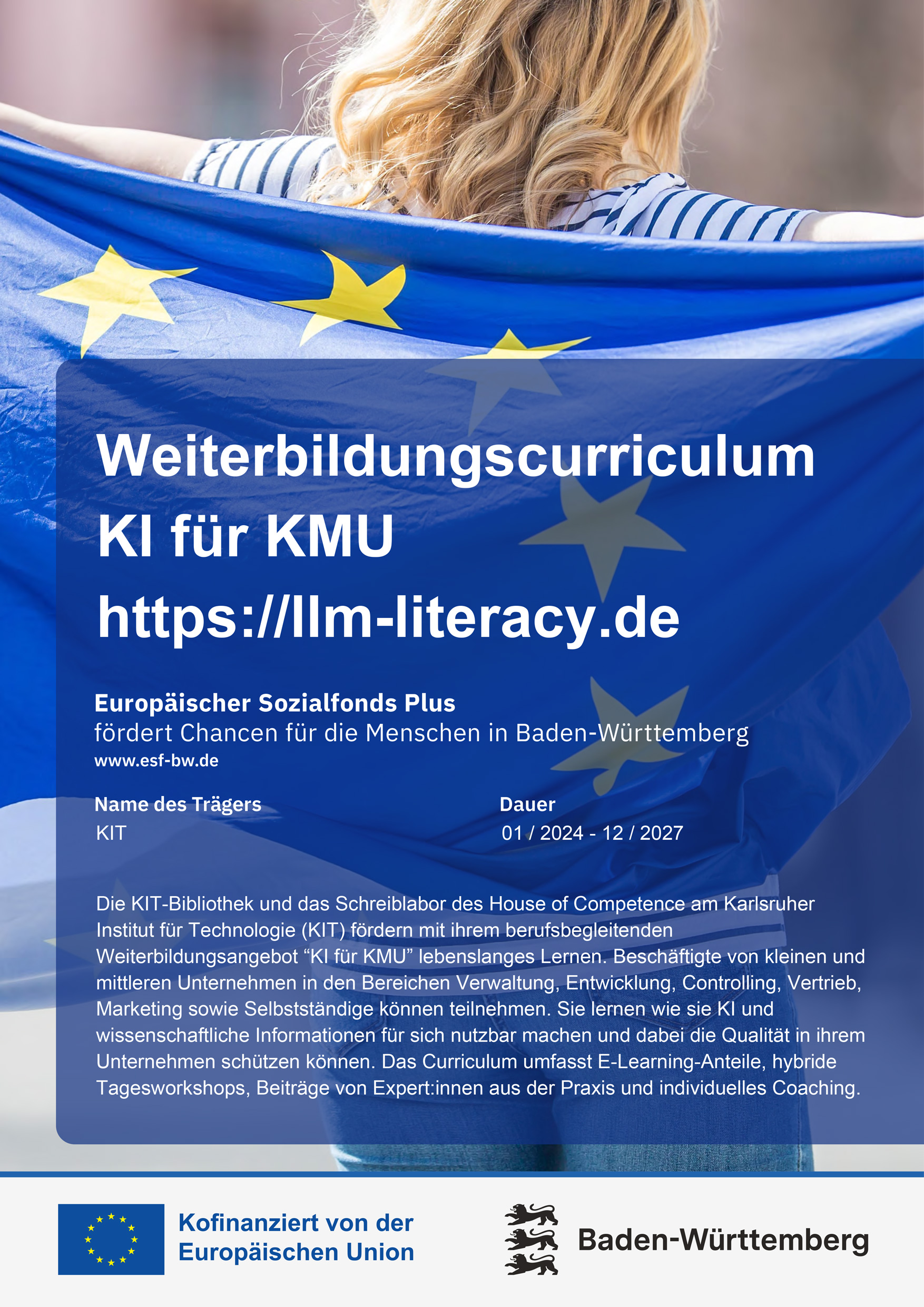 Weiterbildungscurriculum "KI für KMU" gefördert von EU und Baden-Württemberg.