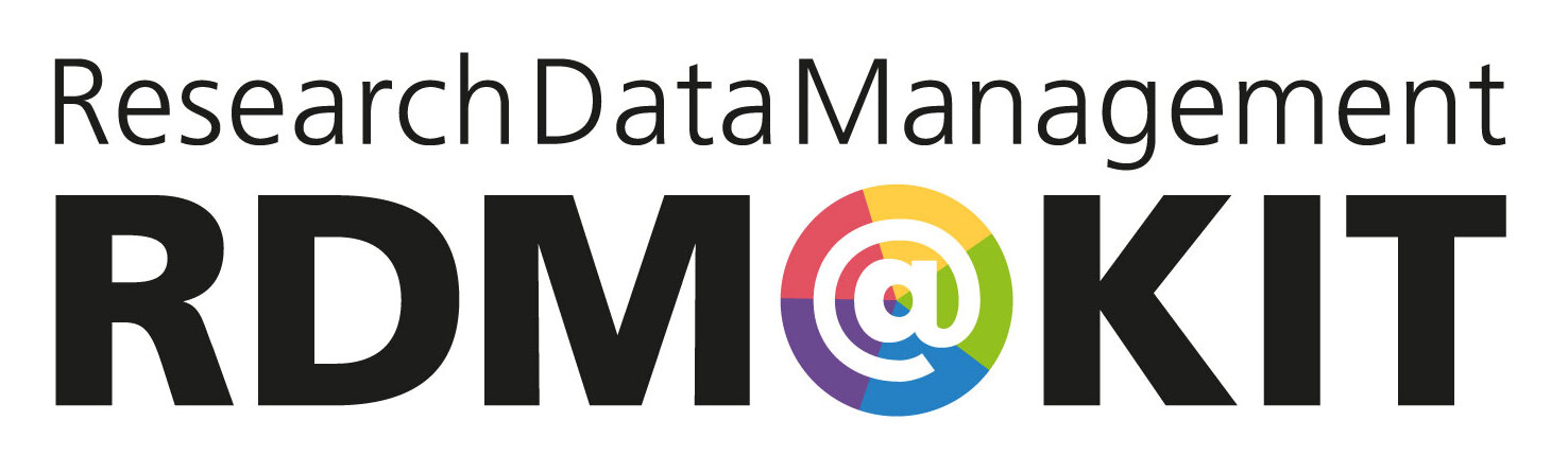 Team RDM@KIT Logo mit Schriftzug "Research Data Management RDM KIT" und Farbkreis.