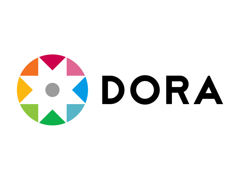 Logo der „Declaration on Research Assessments“ (DORA) mit farbigem Rad-Symbol.