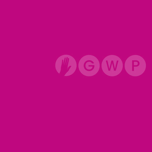 Großes magentafarbenes Bild mit dem GWPos-Logo (gestreifte Hand neben Buchstaben G, W, P).