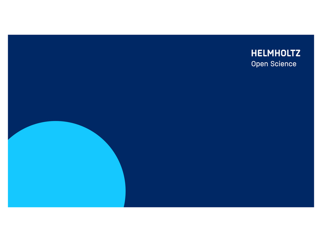 Blaues Hintergrundbild mit hellblauem Kreis und dem Schriftzug „HELMHOLTZ Open Science“.