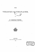 Christian Wiener Über Vielecke und Vielflache - Cover 